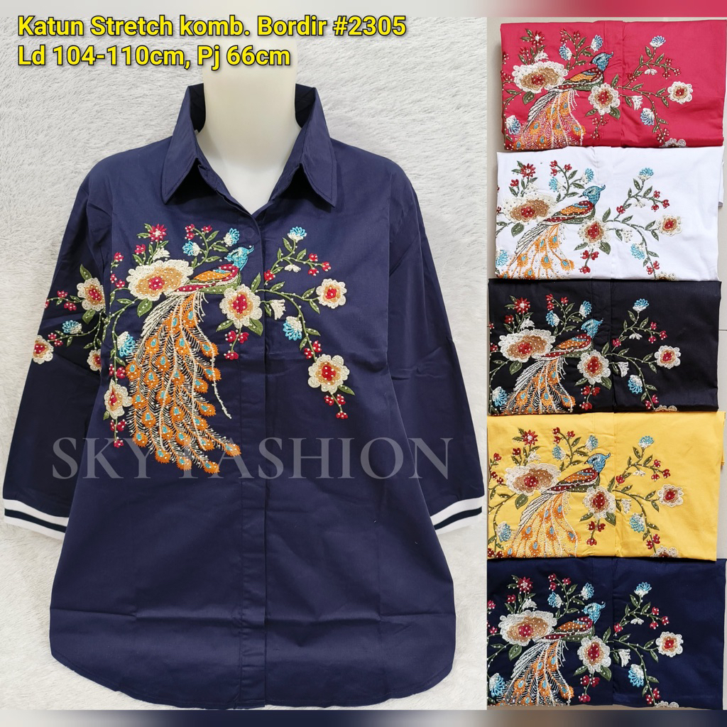 KEMEJA KATUN BORDIR IMPORT/ ATASAN KATUN BORDIR MOTE IMPORT