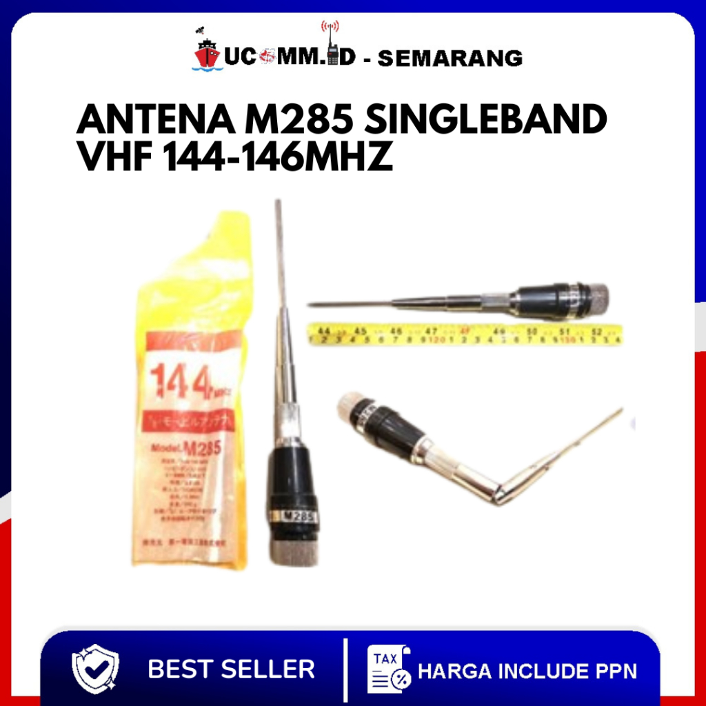 Antena M285 Singleband VHF 144-146Mhz Tekuk Lurus Antenna Radio Rig Ht M285 M-285 M 285 Model Tekuk 