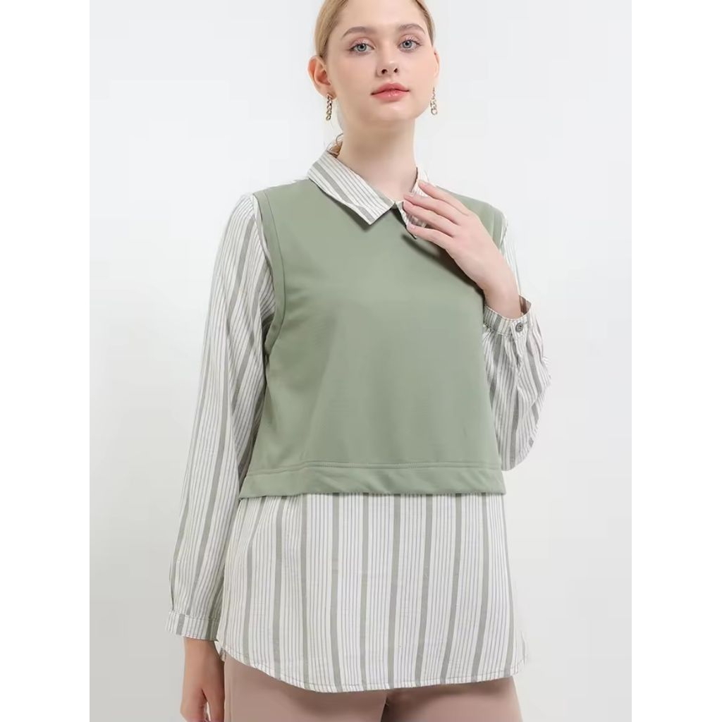 Ilina Green Blouse - EXPAND , Pakaian Wanita
