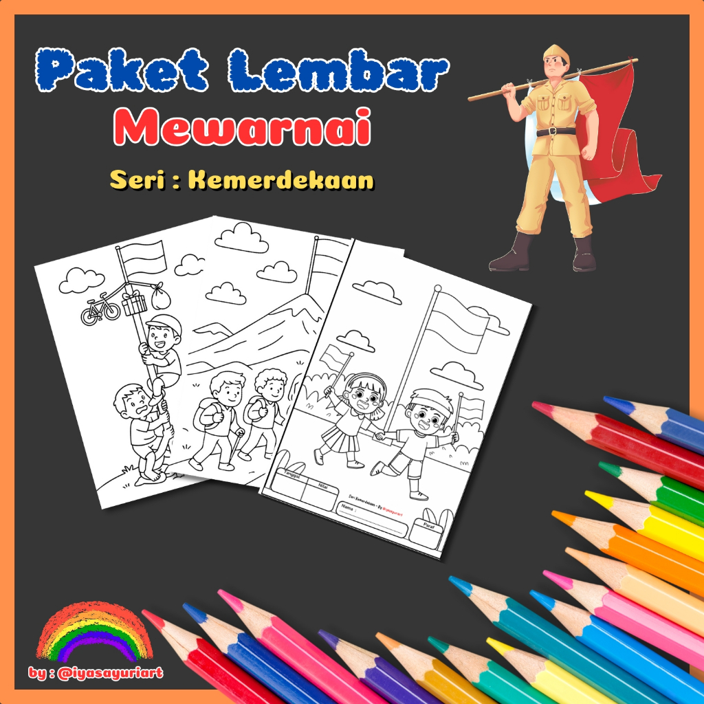 

Iyasayuriart - INSTANS COD Paket Lembar mewarnai 10 pcs Tema kemerdekaan 80 gsm - tebal rapi berkualitas - Coloring paper