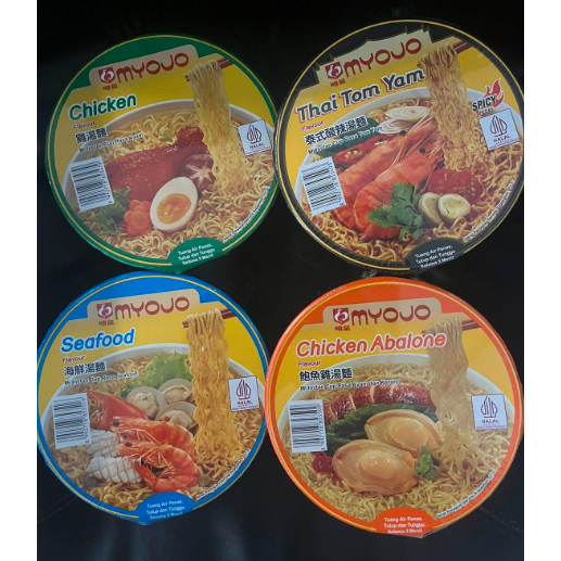 

MYOJO Mi instan cup / Myojo bowl instant noodle ( tomyum, abalone, chicken, seafood ) 80grm