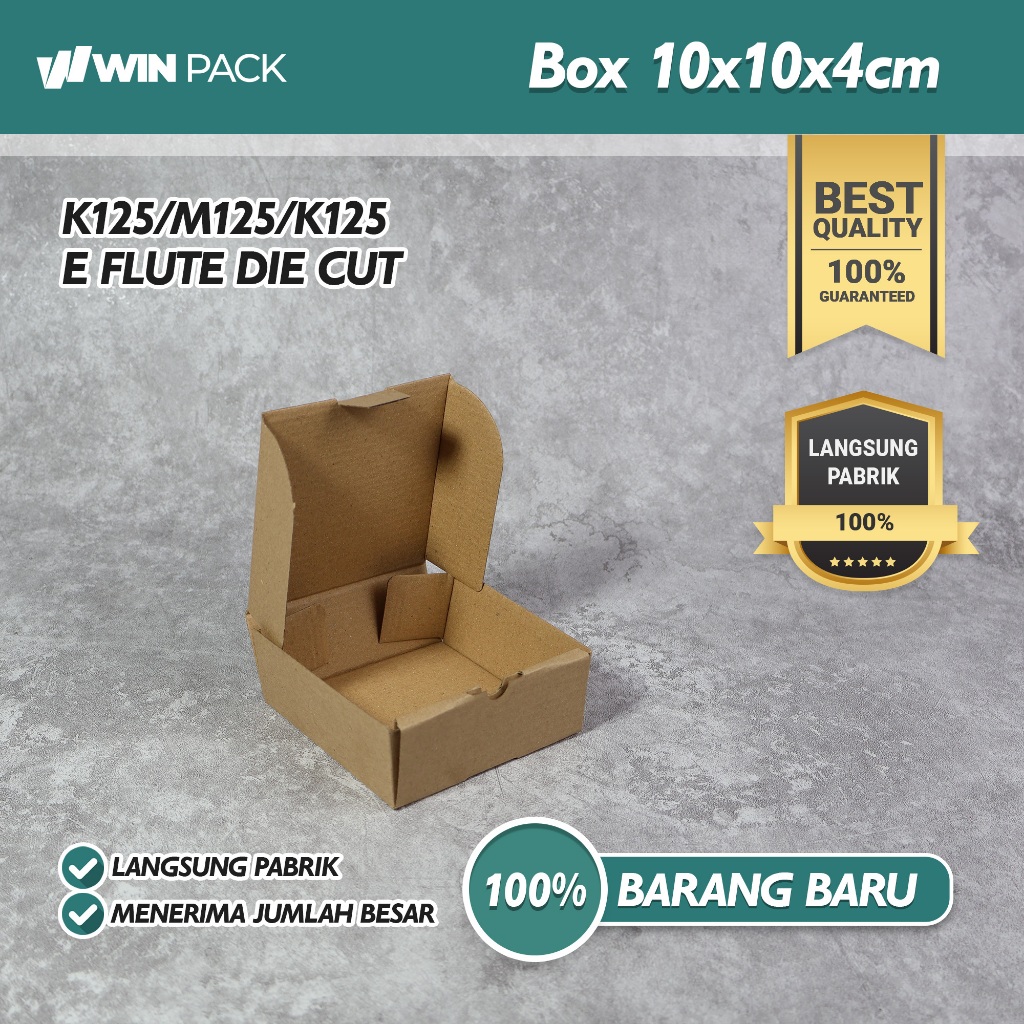 

(Harga untuk 20 Pcs) Kardus Karton Box Packing E Flute Die Cut Polos | 10x10x4 cm | Polos