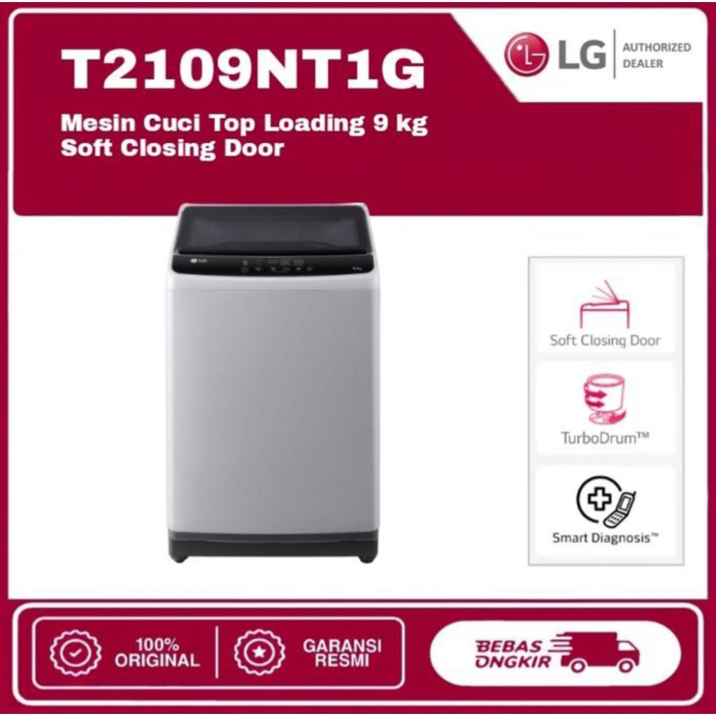 MESIN CUCI LG 1 TABUNG 9KG T2109NT1 TOP LOADING LG 9KG LG 9 KG MESIN CUCI LG 9KG TOP LOADING