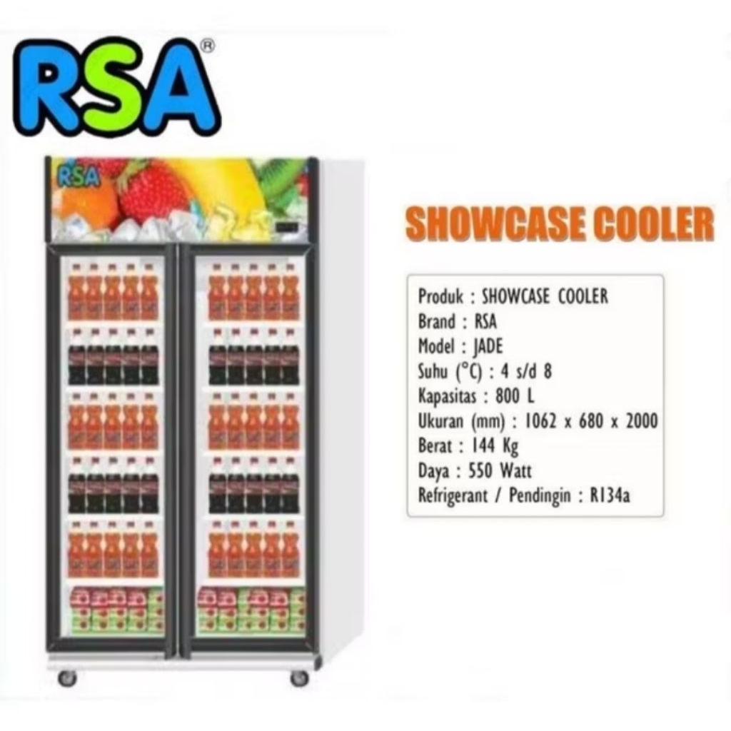 SHOWCASE RSA 2PINTU JADE800 800LITER DISPLAY COOLER RSA 2 PINTU