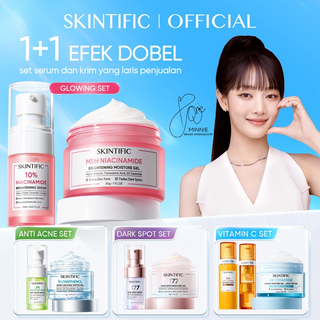 Skintific - 2Pcs Skincare Set 2In1 Serum Moisturizer Glowing Brhtening 377 Dark Spot Barrier