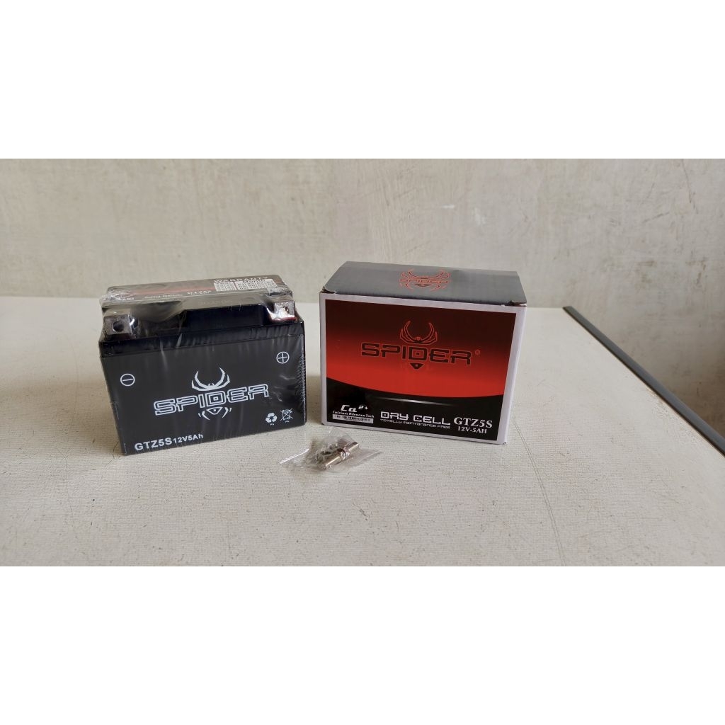 AKI MOTOR KERING GTZ5S 12V 5AH DRY ACCU DRY BATTERY BATERAI KERING 12VOLT 5AMPERE SPIDER