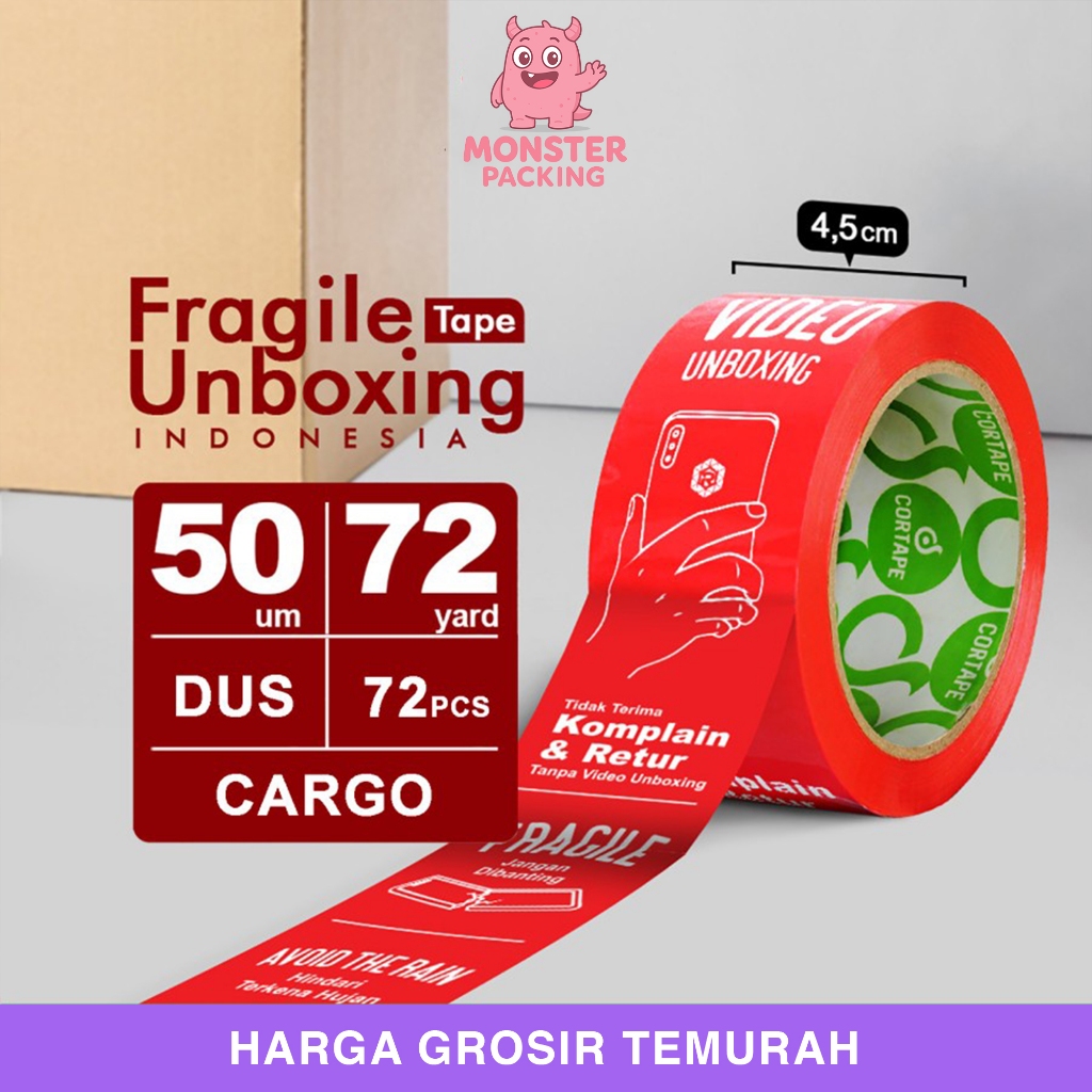 

Lakban Selotip Isolasi Fragile Unboxing Indonesia 48mm Dus Ekspedisi