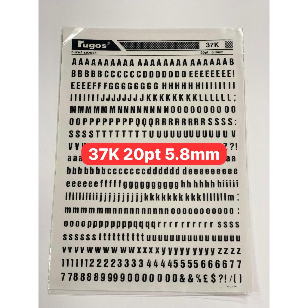 

rugos huruf angka per lembar ukuran 5 mm sd 6.6 mm hitam