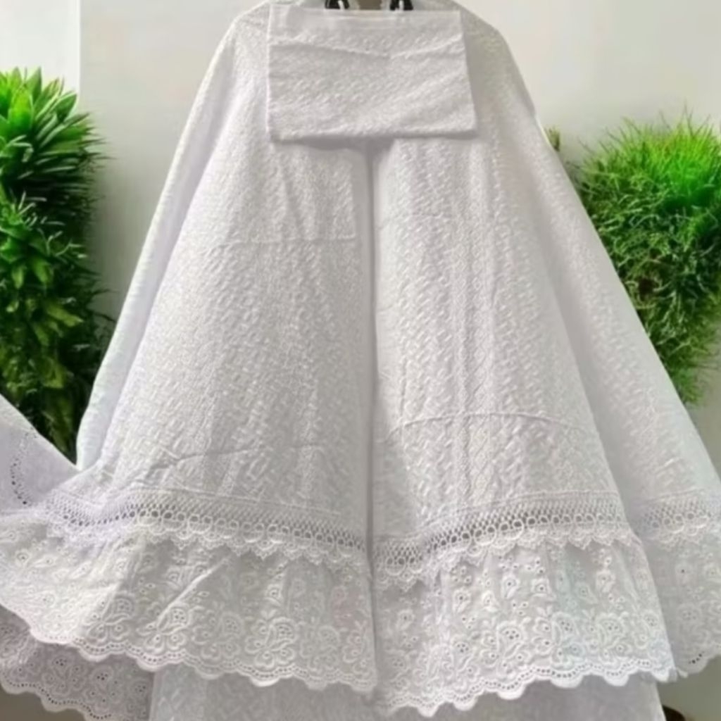 MUKENA KATUN RUBIAH PUTIH FULL BORDIR JUMBO KATUN ADEM NYAMAN RINGAN