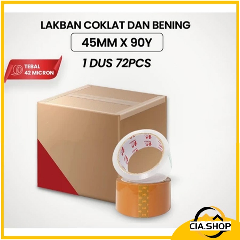 

45MM*90Y 1 DUS ISI 72PCS MURAH SUPER LAKBAN BENING DAN COKLAT TAPE