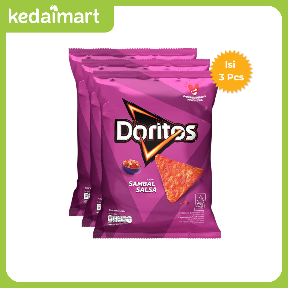 

Doritos Snack Tortilla Chips Rasa Sambal Salsa 120 Gram X 3 Pcs
