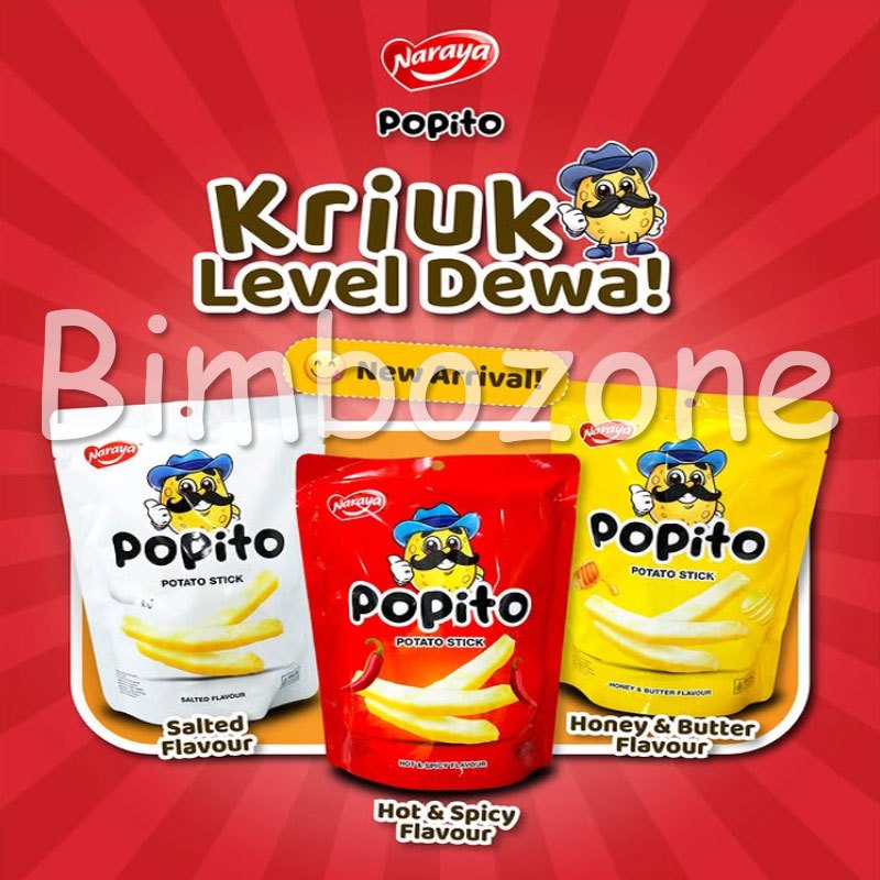 

Naraya Popito Potato Stick Rasa Salted, Honey Butter & Hot Spicy Halal 100g