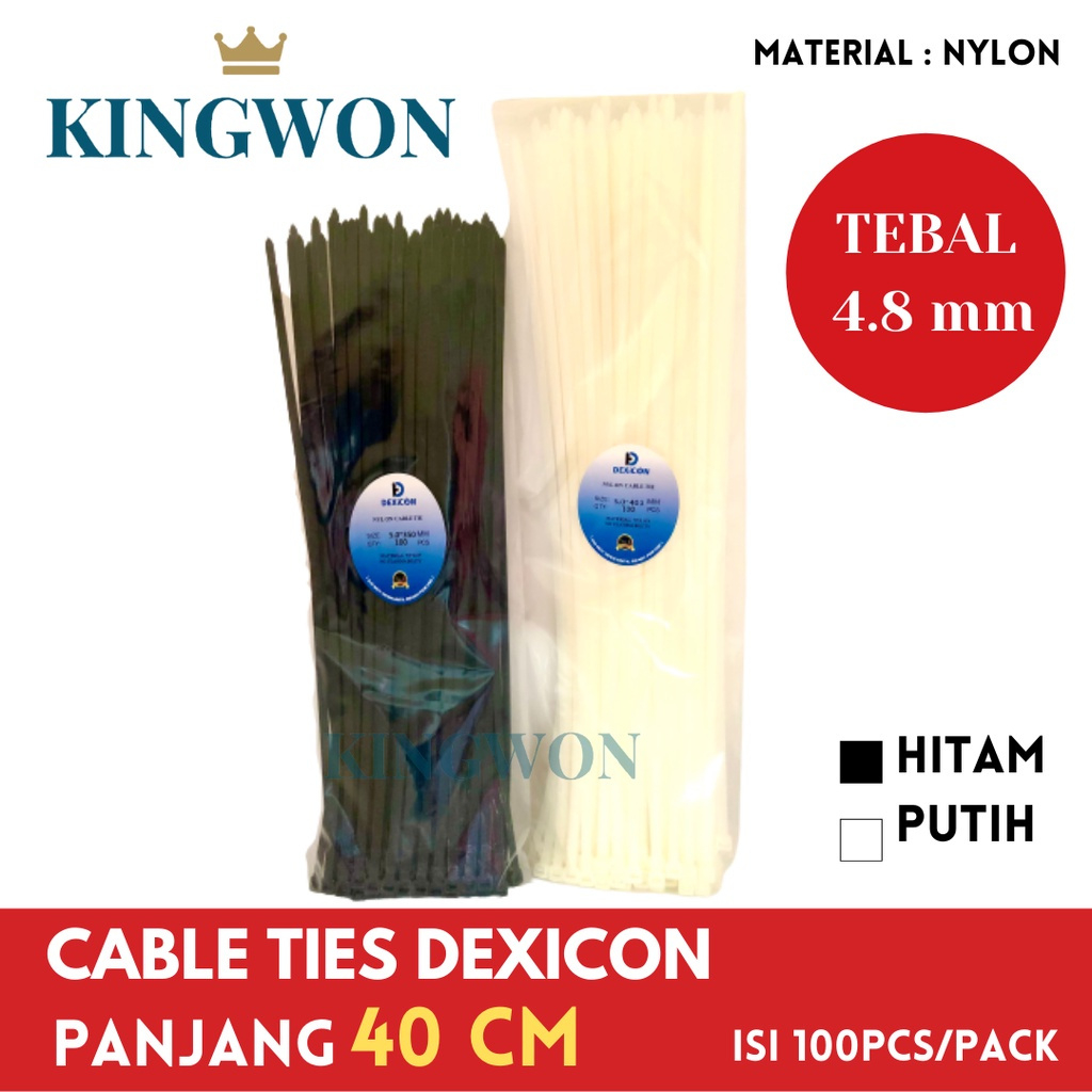 

KABEL TIES CABLE TIES KABEL TIS 40 cm Harga 1 Pack isi 100 PCS 4.8X400 MM HITAM PUTIH NYLON PENGIKAT