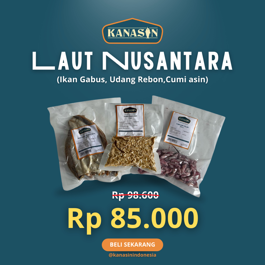 

KANASIN Paket Laut Nusantara (Ikan Gabus, Udang Rebon, Cumi Asin)