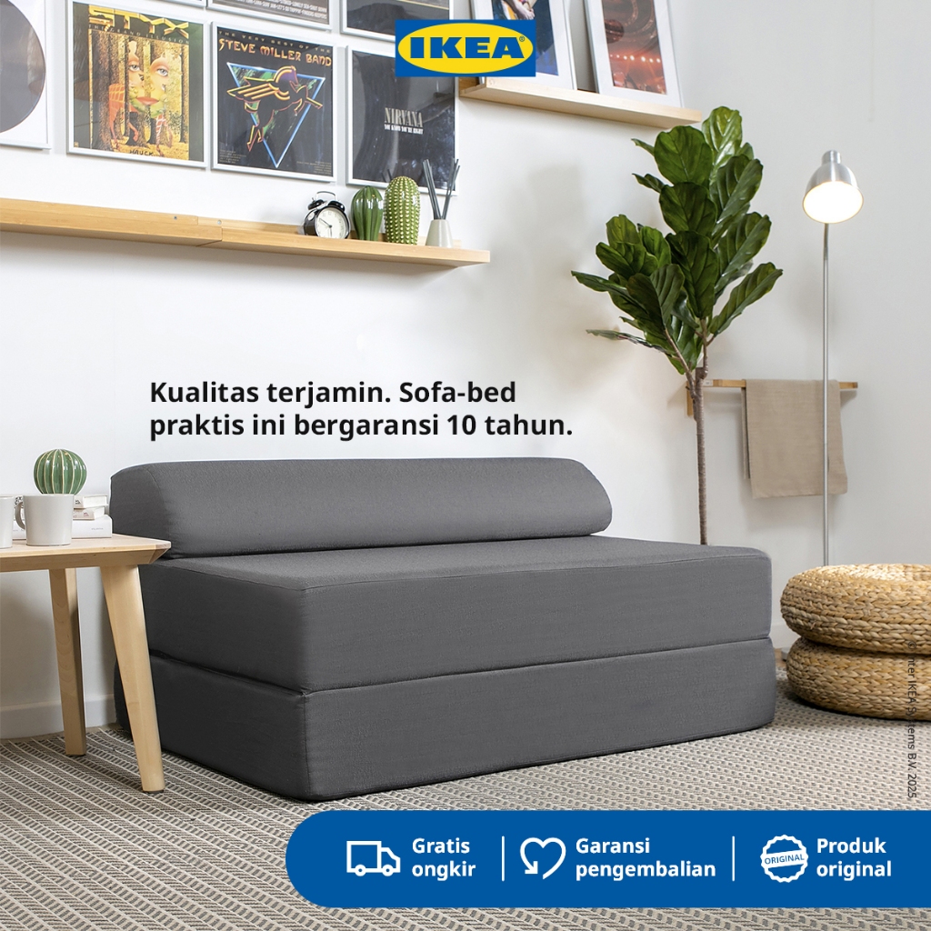 IKEA NYKIL Sofa Bed Abu-Abu Tua 2 Dudukan Minimalis