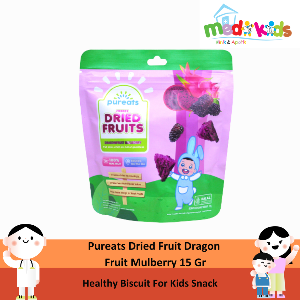 

Pureats Dried Fruit Dragon Fruit Mulberry 15 Gr - Cemilan Keluarga - Cemilan Anak Sehat