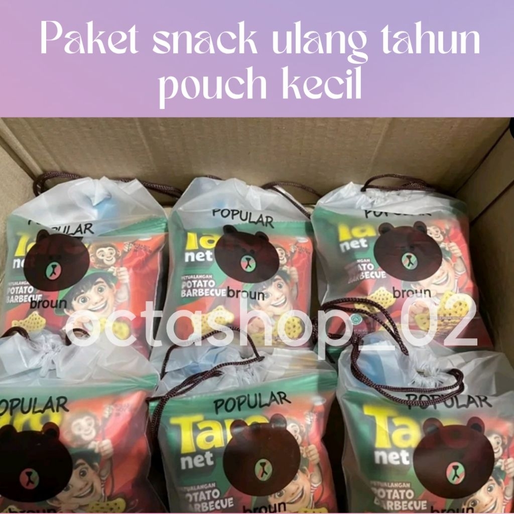 

Paket Snack ulang tahun kemasan pouch kecil//Hampers Snack ulang tahun