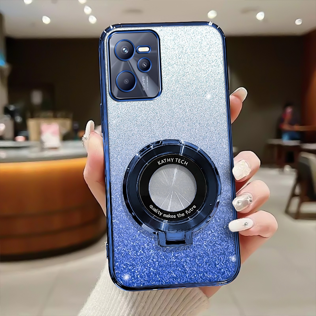Case Realme C35 Softcase Glitter Luxury With Ring Magnetic Holder