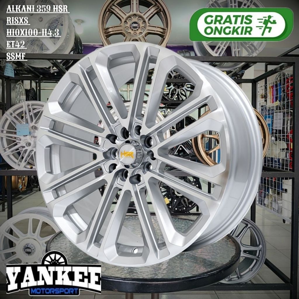 Velg Pelek Mobil Racing HSR ALKANI 359 Ring 18 R18 LEBAR 8 H10 Cocok buat NAV1,VOXY,JUKE dll