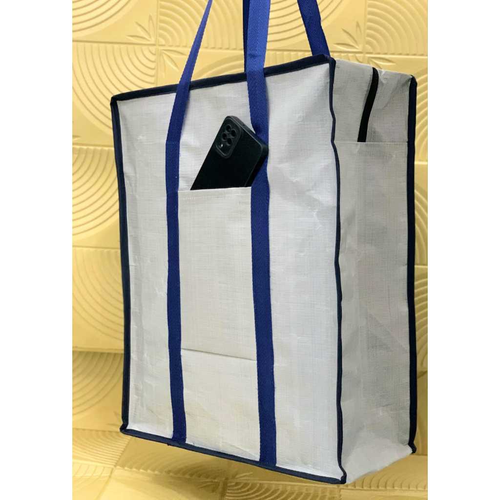 Tas terpal belanja resleting medium / tas terpal / tas terpal silver / tas belanja / tas terpal mura