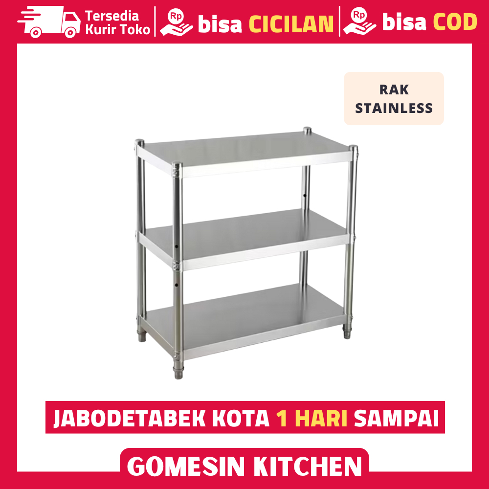 Rak Dapur Rak Barang Rak Susun Lemari Dapur Rak Stainless 3 Susun - Rak Stainless 150 Kg 3 Susun