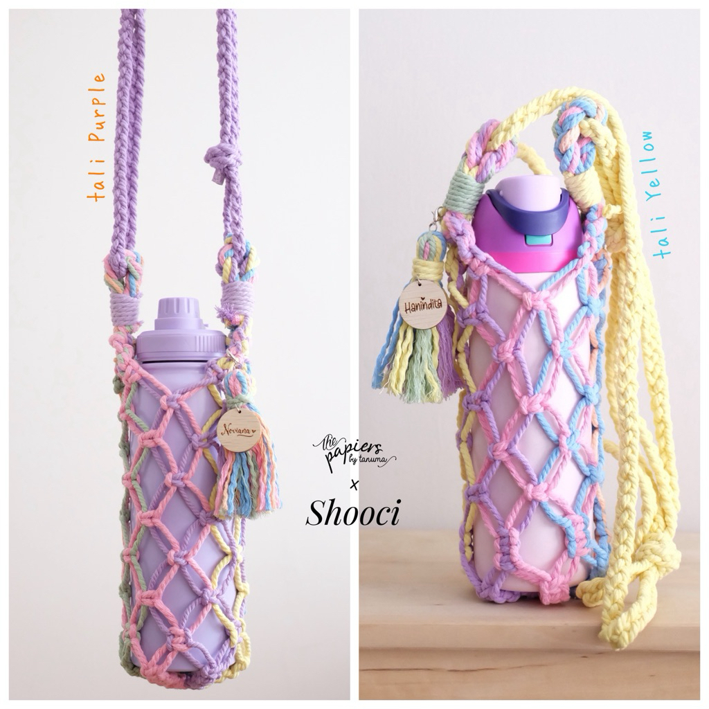 Colorful Tumbler Bag/ Holder/ Tas Botol Minum/ Termos Air/ Macrame/ Tas Rajut Custom/ 1 Liter