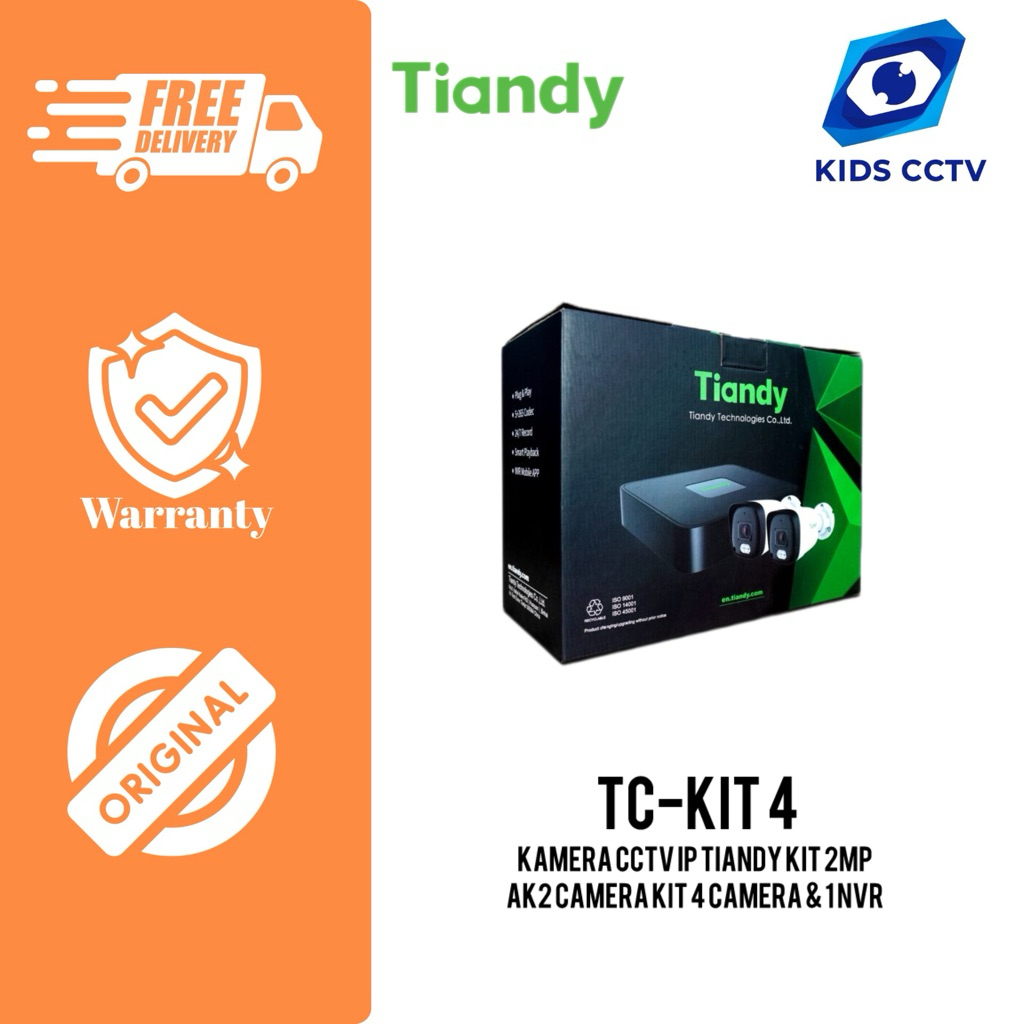 Kamera Cctv IP Tiandy Kit 2MP AK2 Camera Kit [TC-KIT 4] – 4 Camera & 1 NVR