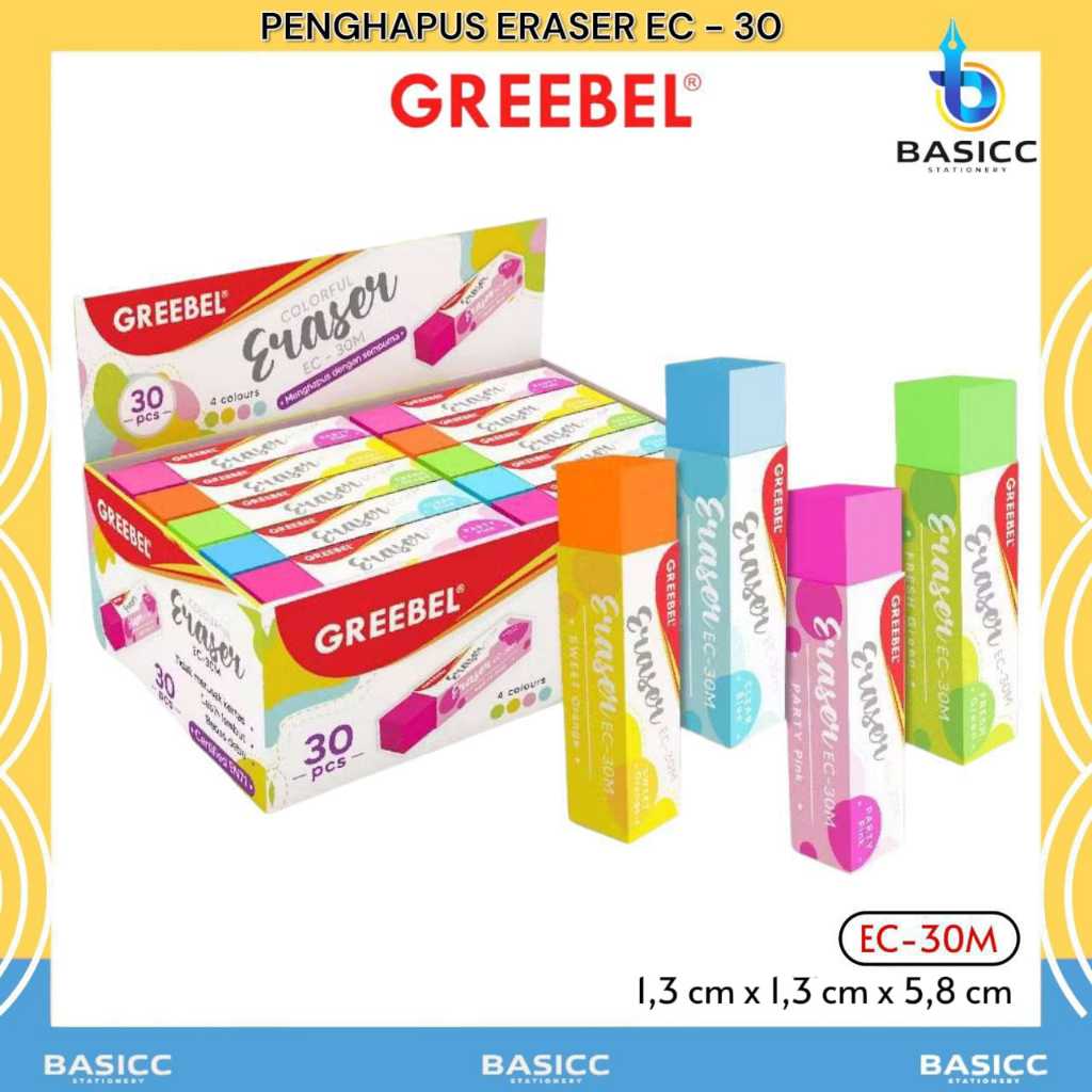 

Greebel Eraser Color Stip Hapusan EC - 30M Penghapus Pensil @1 Pcs
