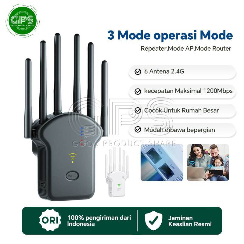 Nelulu - For 200m Coverage6 Antena1200Mbps Wifi Extender Tanpa kabel Wifi Repeater Jarak Jauh