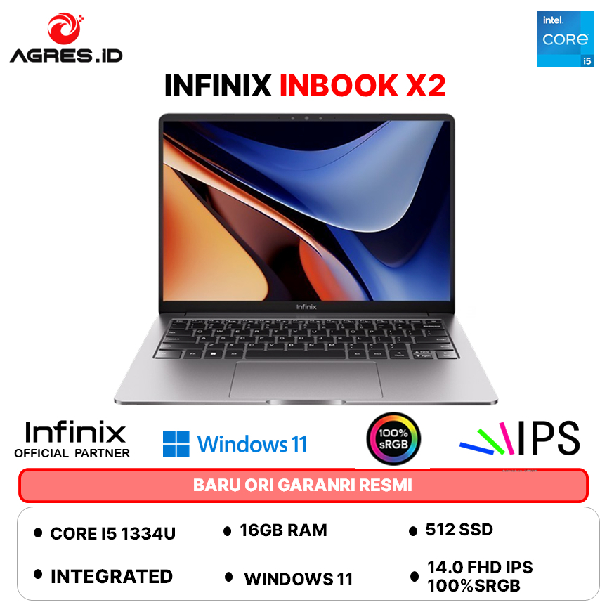 INFINIX INBOOK X2 INTEL CORE I5 1334U  - RAM 16GB 512SSD Windows 11 14.0 FHD 100%sRGB