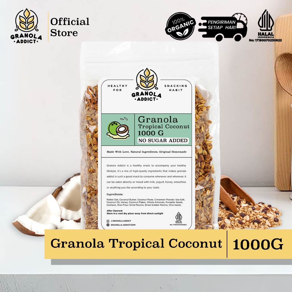

Granola Addict - No Sugar Tropical Coconut 1000 (SEREAL SARAPAN)