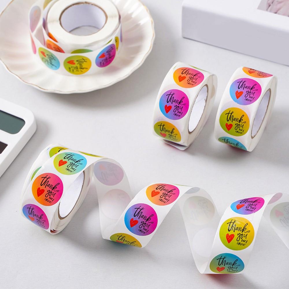 

Sticker Thank You 1 Roll 500PCS Stiker Label Makanan Tulisan Segel Ucapan Terima Kasih / Stiker Label Thankyou Kemasan Packing Serbaguna Stockami C817