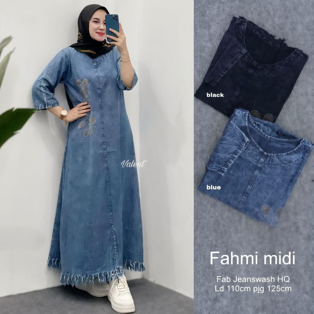 lifta dres ori moela / insia midi dress / dress bahan rayon adem