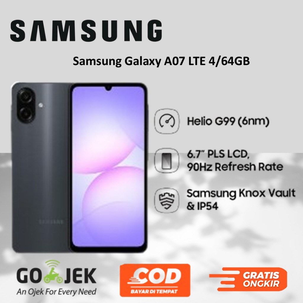 Samsung Galaxy A07 4G/LTE - RAM 4/64GB & 4/128GB - MediaTek Helio G99 | 50MP + 5MP | Layar 90Hz 6.7"
