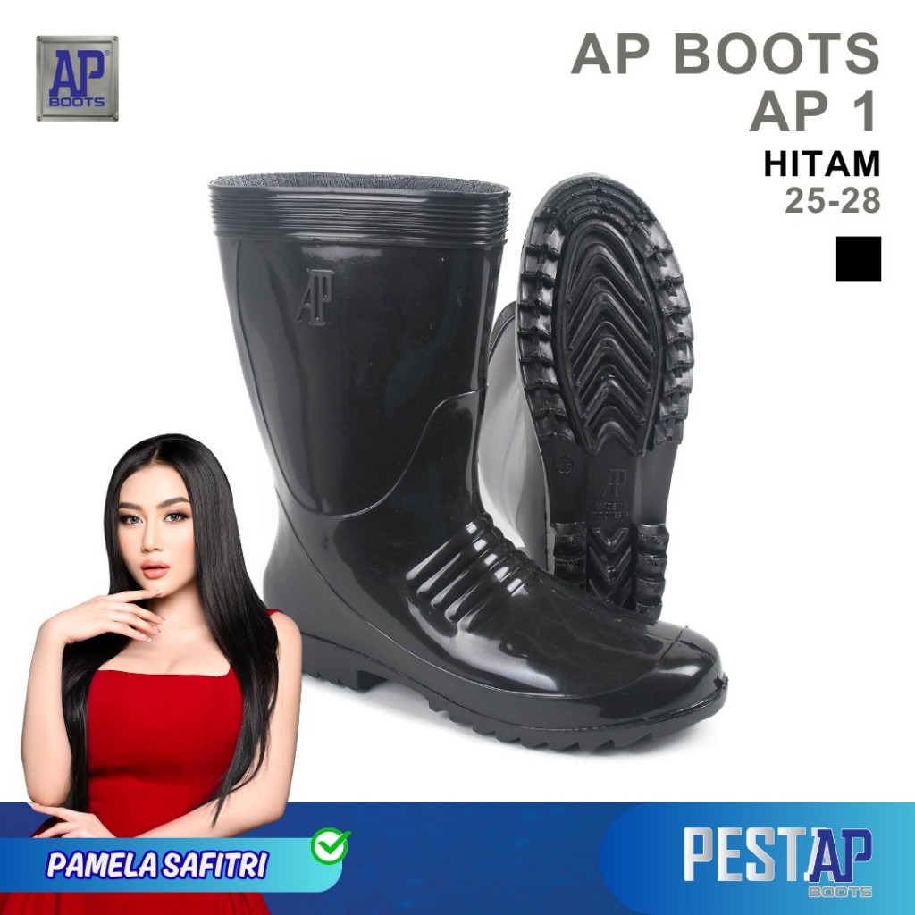 AP Boots AP 1 Hitam - Sepatu Boots PVC