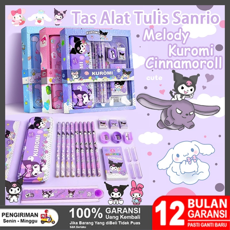 

✨Hot✨ akaibor Set Stationery Anak Karakter Sanrio Kuromi My Melody Cinnamoroll 7 in 1 - Kotak Pensil & Crayon Lucu Kapasitas Besar untuk Hadiah Sekolah, Lengkap dan Murah