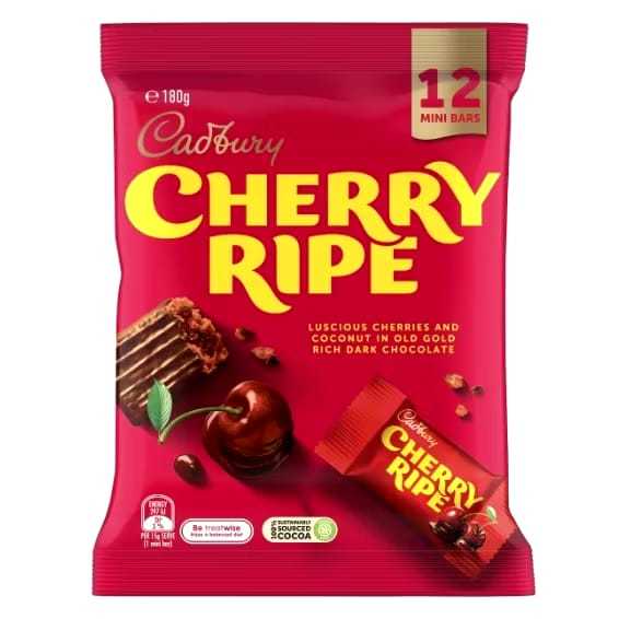 

Cadbury Cherry Ripe Dark Chocolate Share Pack 12 Mini Bars 180g GOU