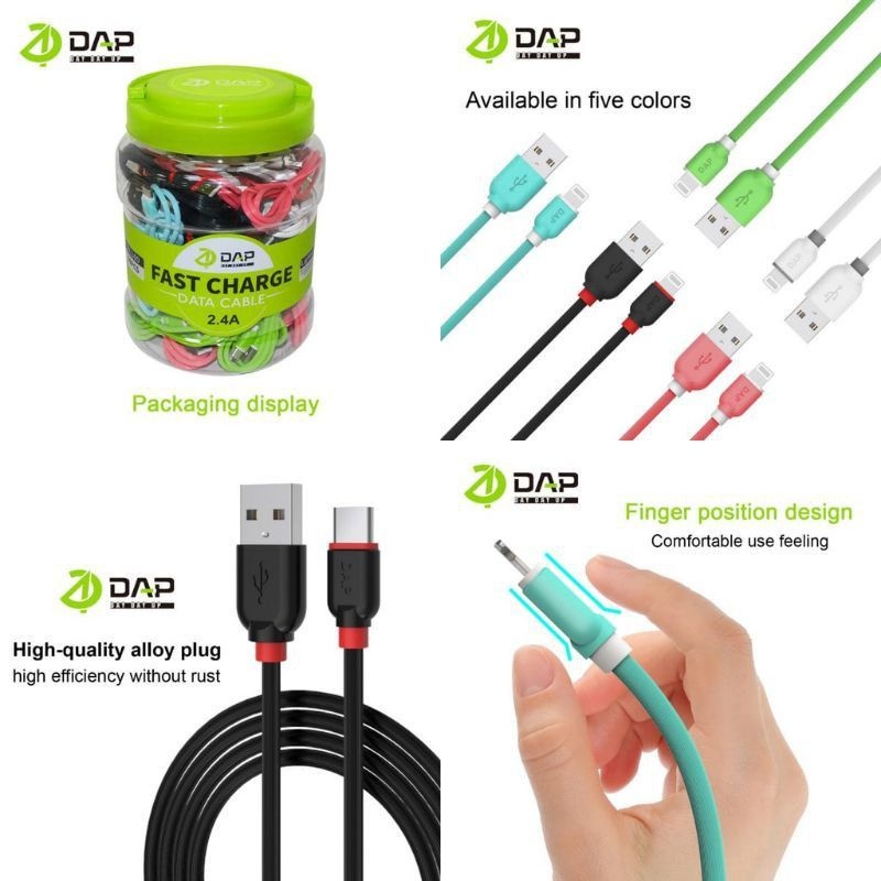 KABEL DATA DAP DYT100 TYPE C 2.4A 1M KABEL CHARGER DAP DYT100 TYPE C ORIGINAL TOPLES 50PCS