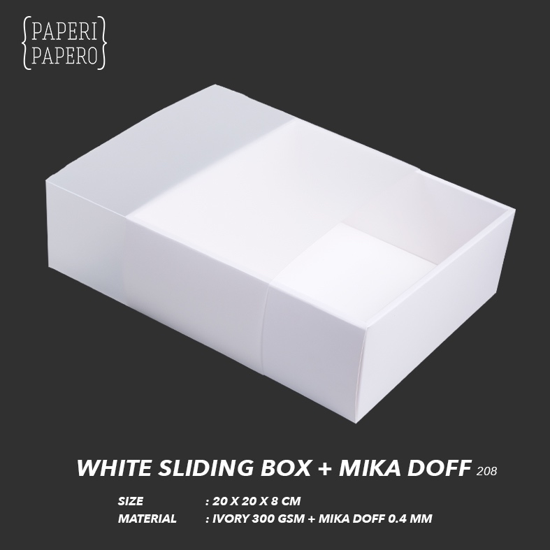 

White Sliding Box 20 x 20 x 8 cm - Kotak Laci Drawer Geser Buram (5 Pcs) - Tanpa Partisi
