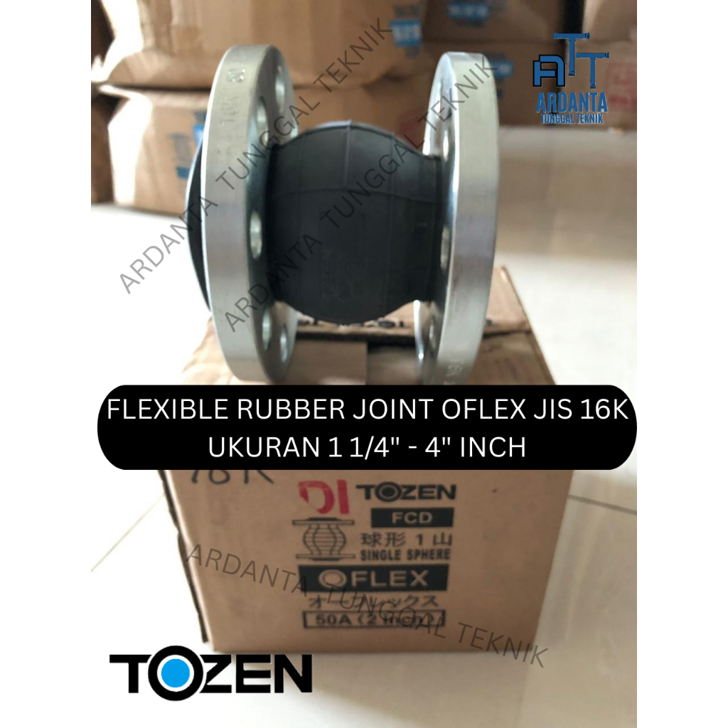 Tozen Flexible Rubber Joint Oflex / Sambungan Pipa Fleksibel Satu Gelombang JIS 16K EPDM Flange Mild