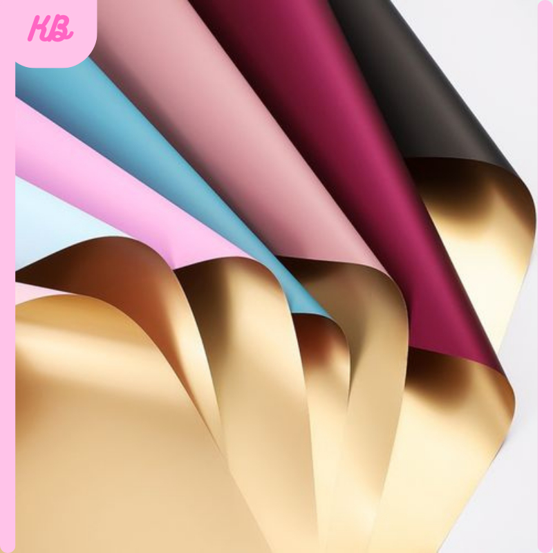 

20 LEMBAR Flower Wrapping Paper Bi Color Gold Emas Cellophane Kertas Buket Bunga KB02 copy