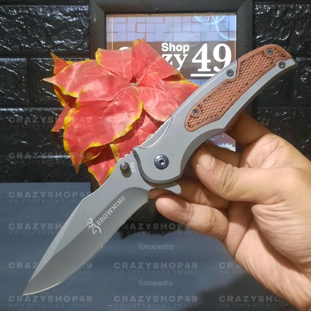 Pisau Survival Lipat Browning X46 EDC Outdoor / Pisau Tactical / Survival Kit