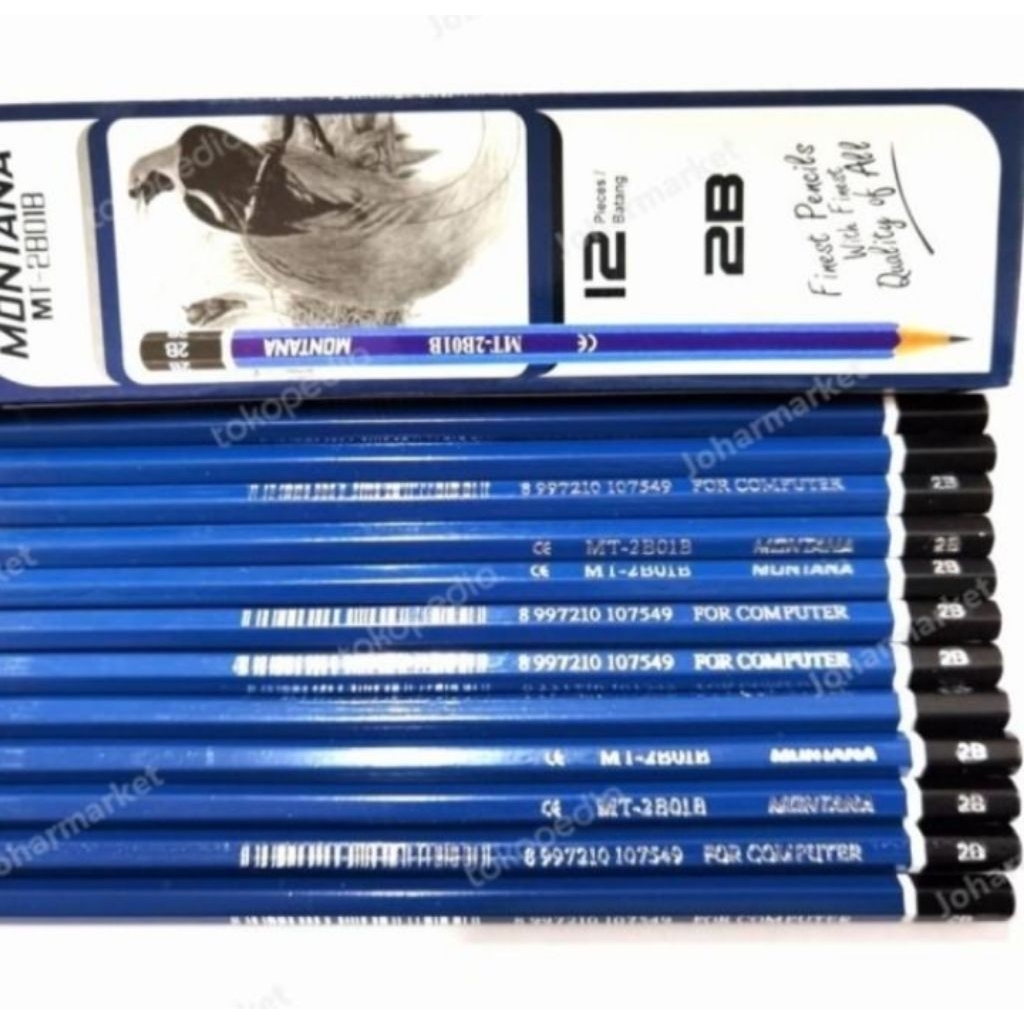 

PENSIL MONTANA 2B HIJAU / BIRU MT 2B01 PER PACK ISI 12 PCS