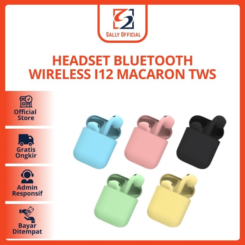 Headset Bluetooth Wireless I12 macaron TWS