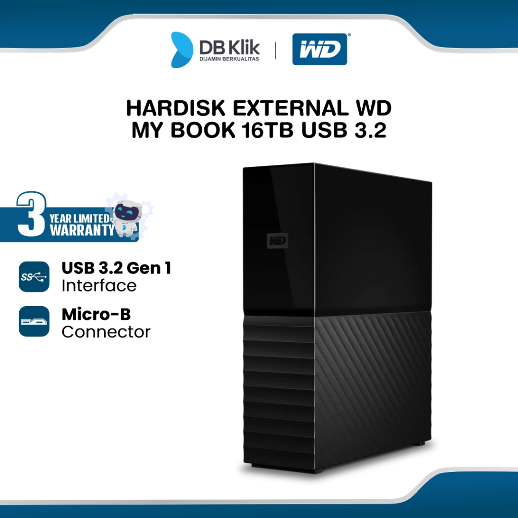 WD My Book Hardisk External Dekstop Storage 16TB USB 3.2