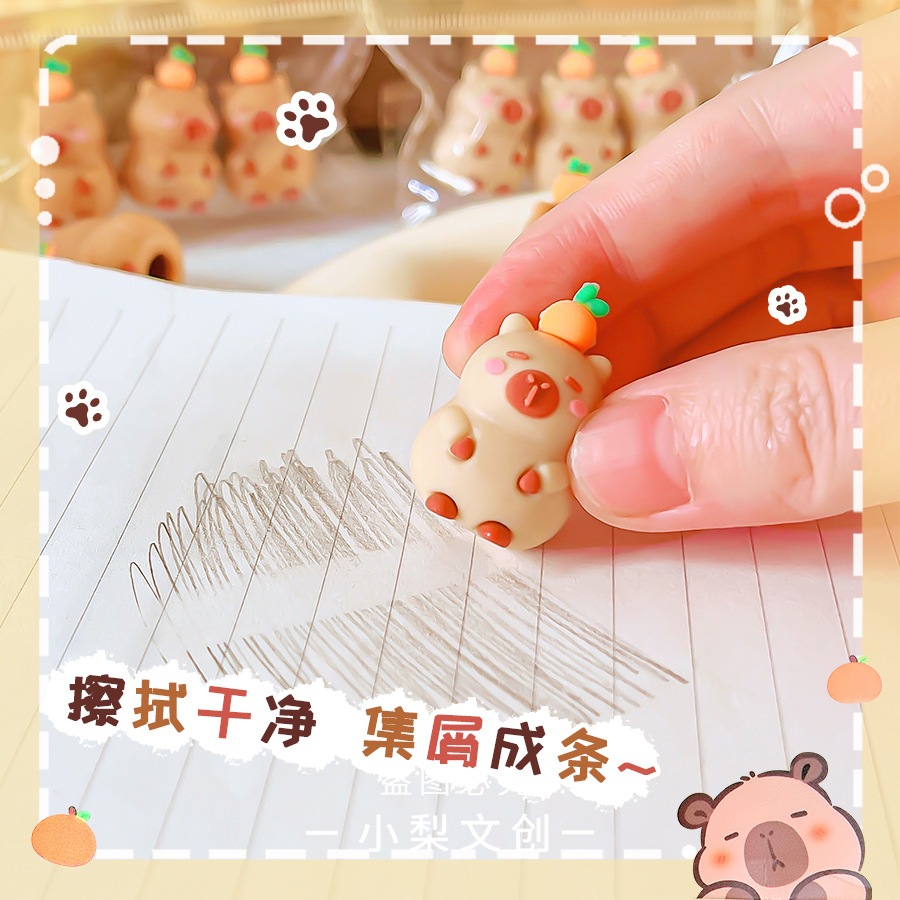 

Penghapus (isi 3 pcs) Capybara bisa jadi Penutup Pensil Eraser Lucu