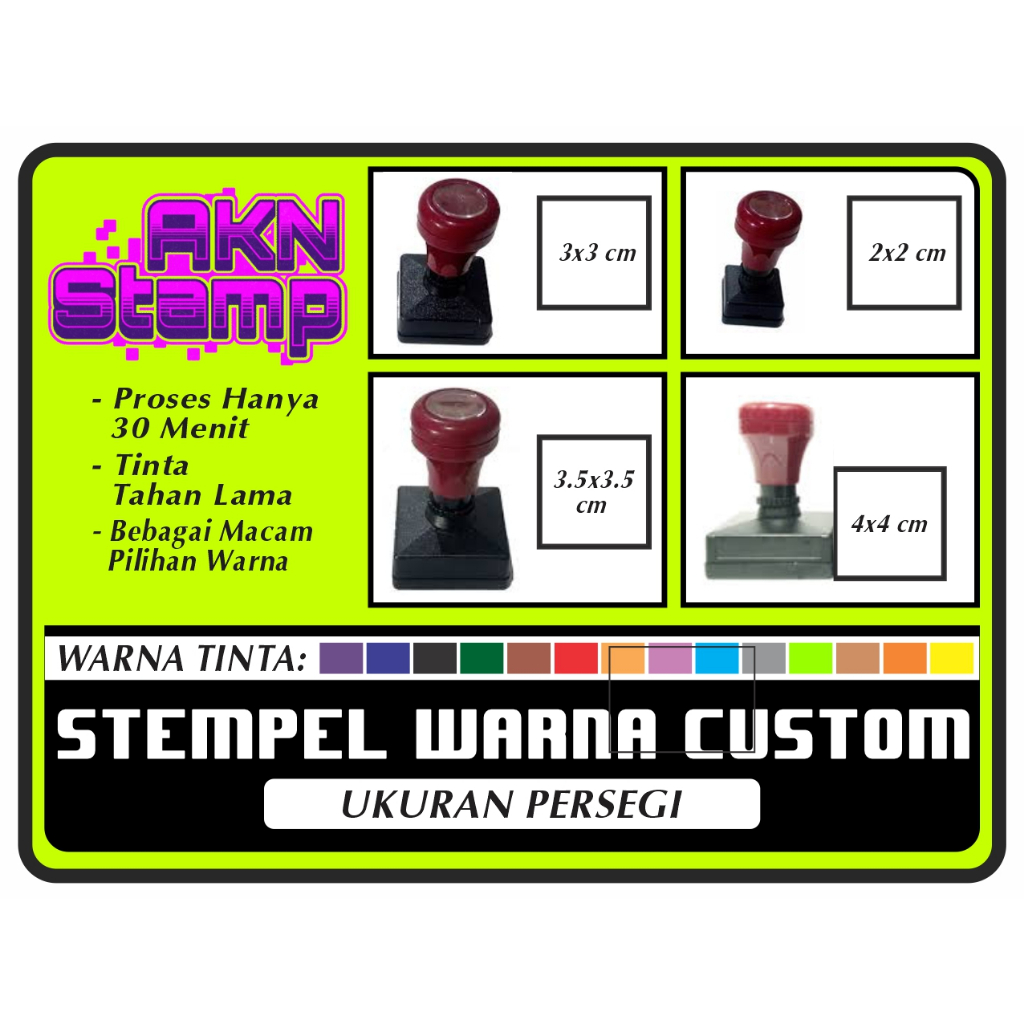 

Stempel Warna Custom - Desain Sesukamu - Proses Cepat