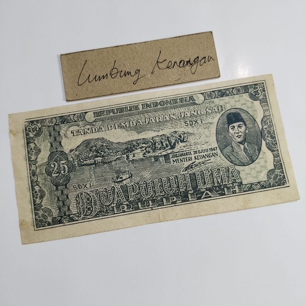 uang kuno Sukarno 25 Rupiah Jogjakarta 1947