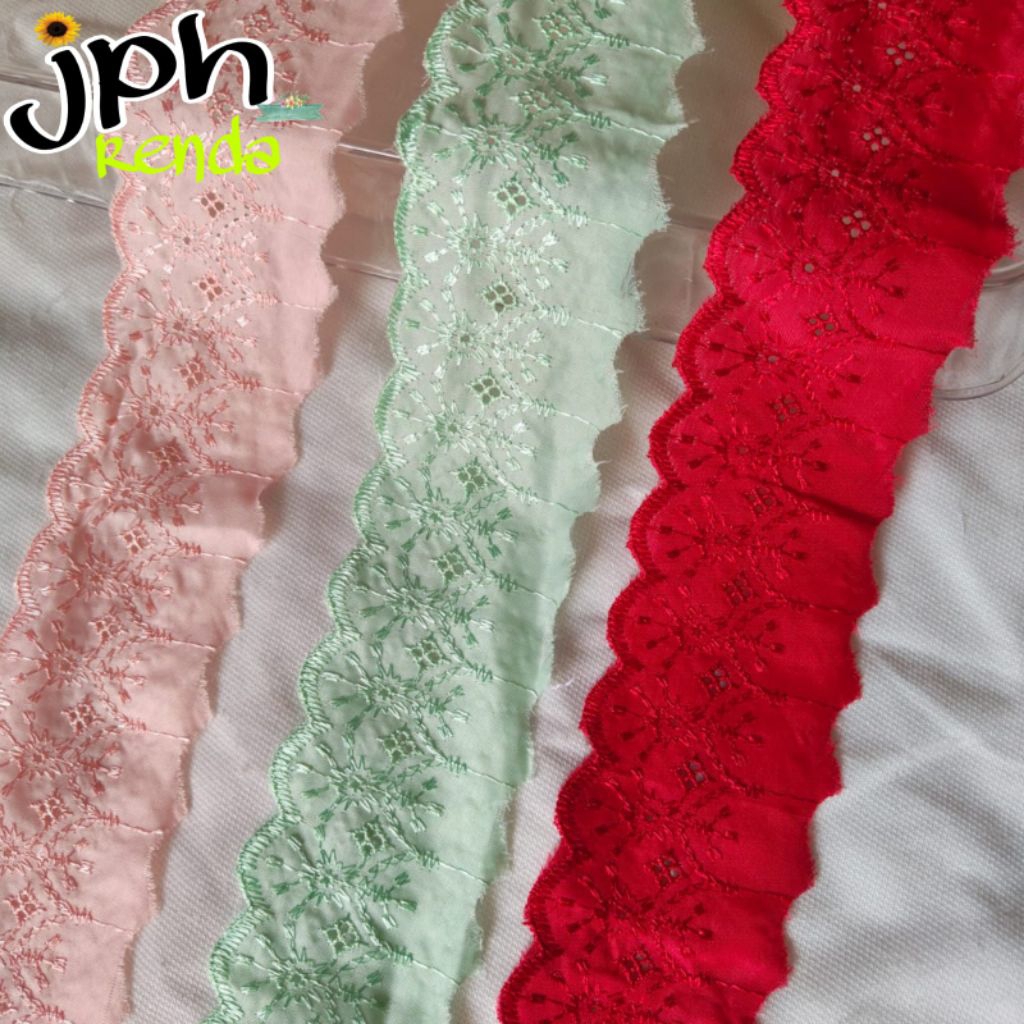 Renda katun jepang, renda katun lebar 7cm isi 15yard