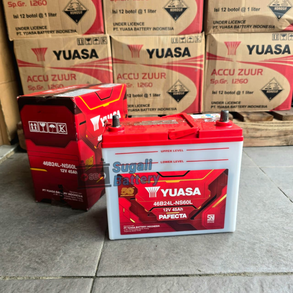 Aki Mobil Honda city, Grand livina, karimun, Baleno YUASA NS60L Aki Basah 45Ah Original Yuasa